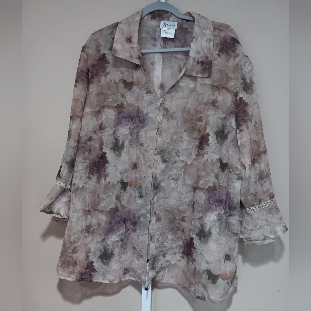 K Woman Women's (Size 24W) Green/Purple Floral Two-Piece Dress Set (NWT) - Picture 5 of 16